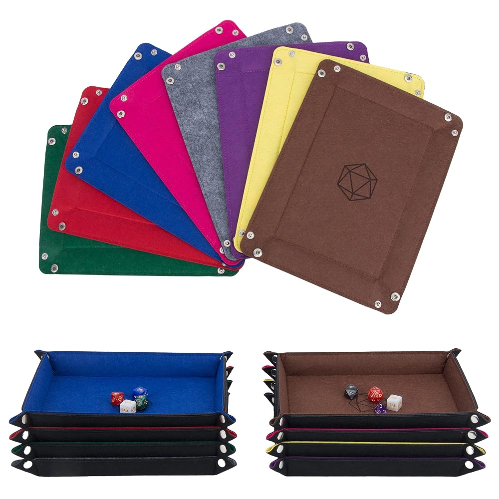 KISLANE 8-Pack Felt Dice Trays for DND, RPG, MTG, Folding Design (Rectangle)
