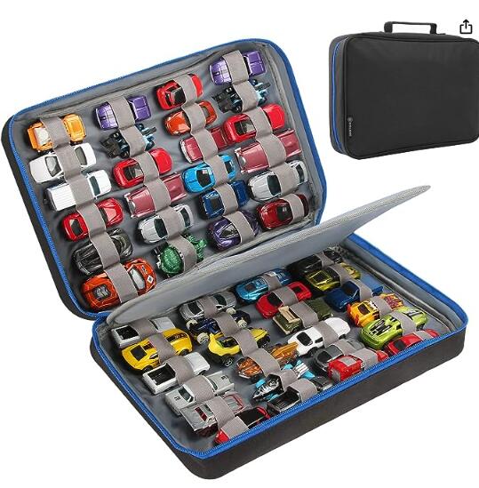 KISLANE Toy Car Storage Case, Diecast Display Case 48 Slots (Black)
