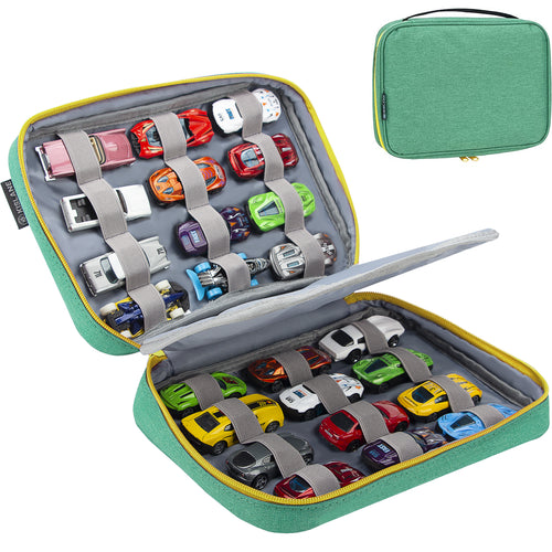 KISLANE Toy Car Storage Case, Diecast Display Case 24 Slots (Green)
