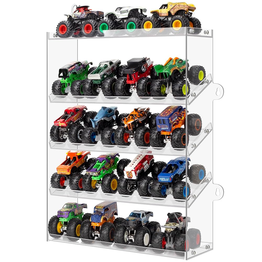 KISLANE 5-Tier Toy Car Display Case, Wall Mount Storage Holds 20