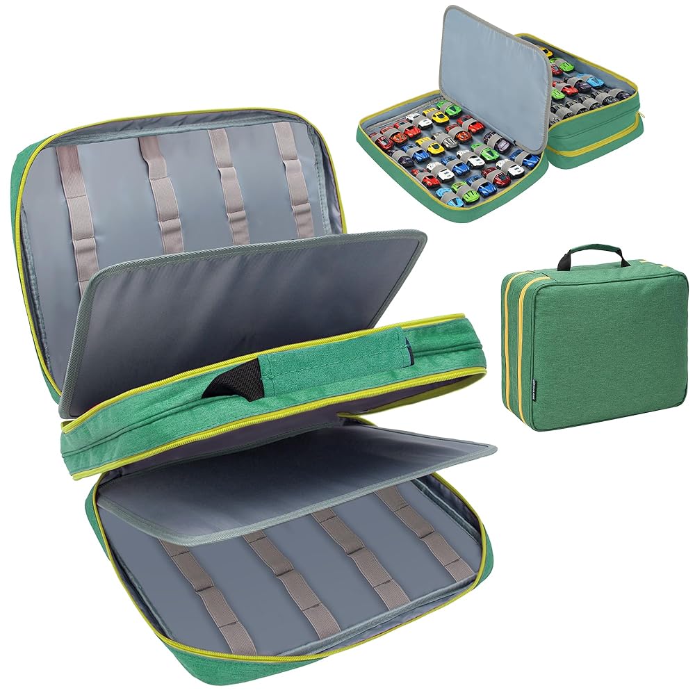 KISLANE Toy Car Storage Case, Diecast Display Case 96 Slots (Green)