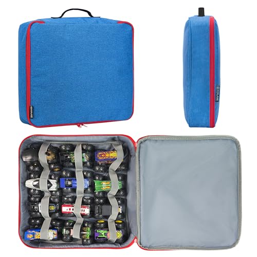 KISLANE Monster Trucks Storage Case, Toy Car Display Case 12 Slots (Blue)