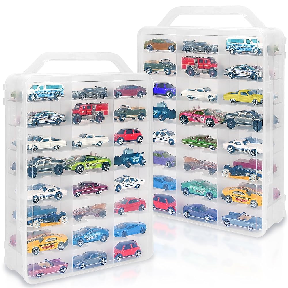 KISLANE Toy Car Storage Case, 48 Slots Double Sided Display Case (2 Pcs)