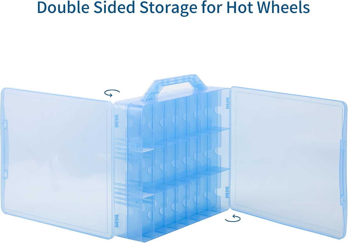 KISLANE Toy Car Storage Case, Diecast Display Case 48 Slots (Blue)