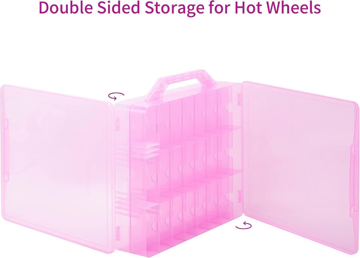 KISLANE Toy Car Storage Case, Diecast Display Case 48 Slots (Pink)