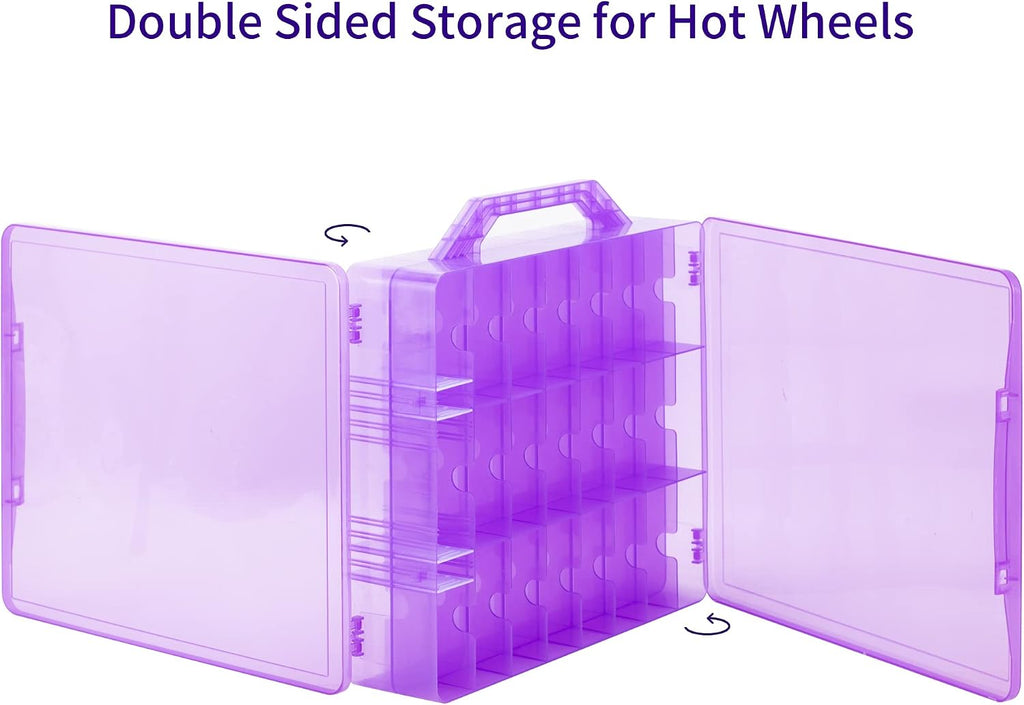 KISLANE Toy Car Storage Case, Diecast Display Case 48 Slots (Purple)