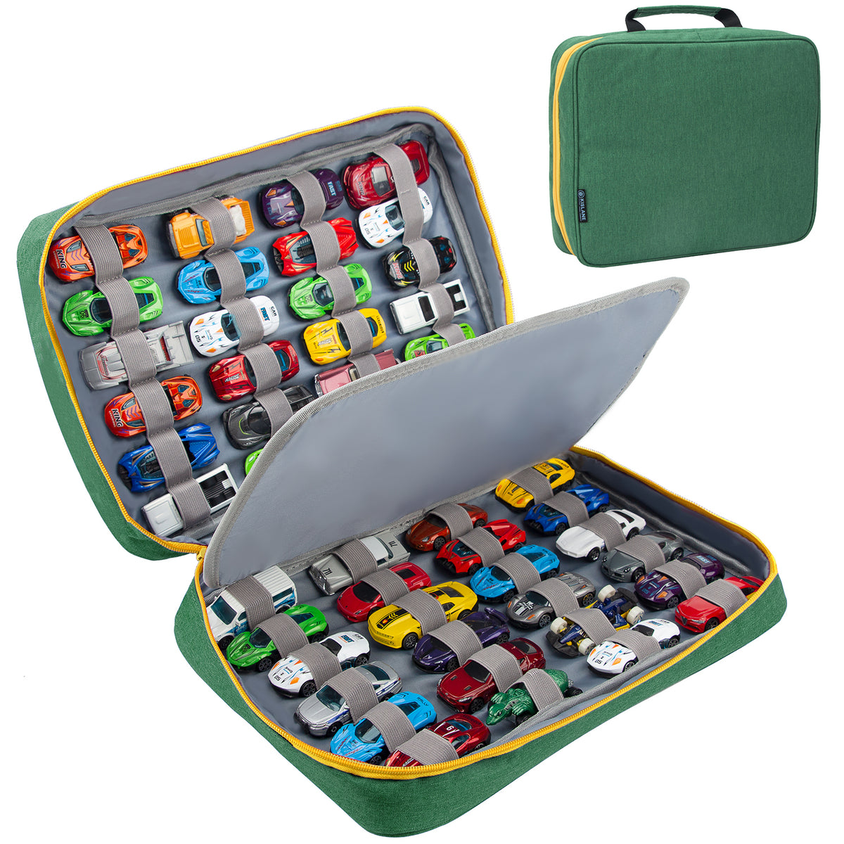 KISLANE Toy Car Storage Case, Diecast Display Case 48 Slots (Green)