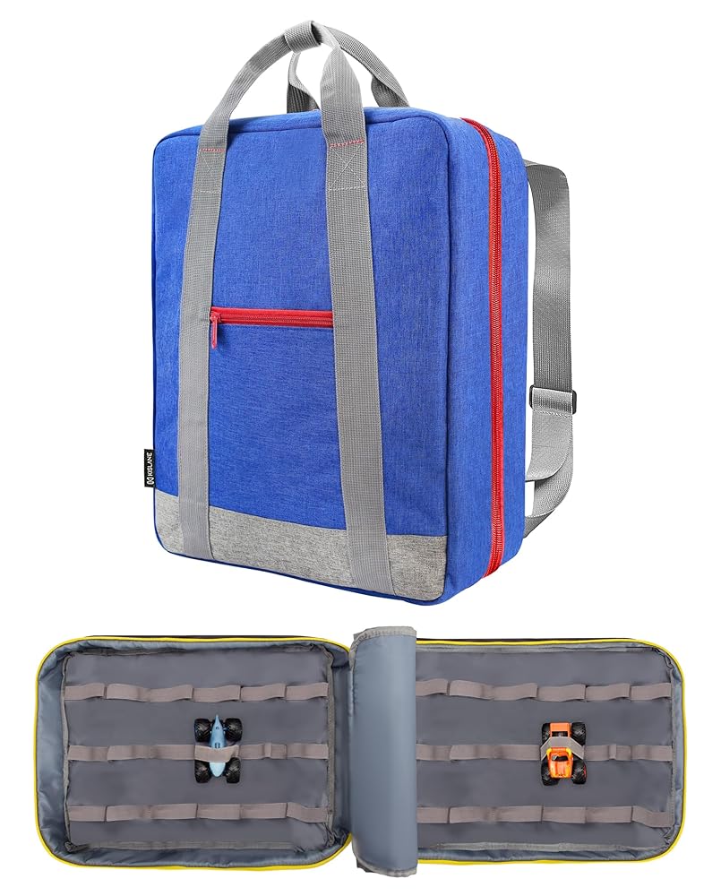 KISLANE Monster Trucks Storage Backpack - Versatile Carrying Case With Front Compartment and 2 Storage Pages for 36 Trucks - Ultimate Holder and Organizer