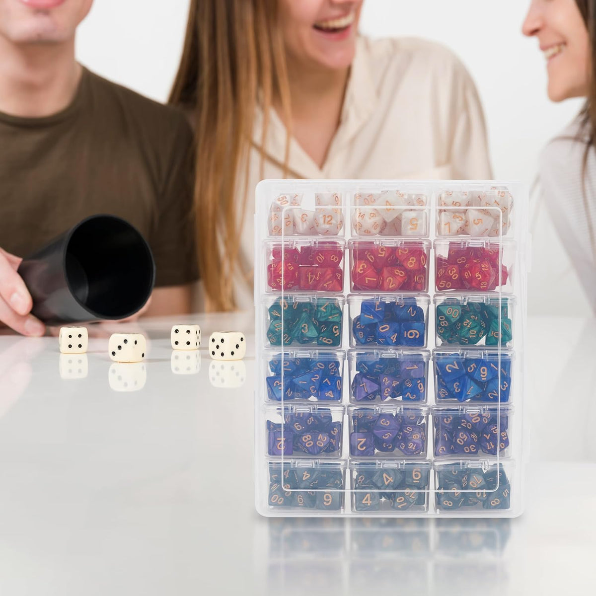 Plastic Storage for 210 Dices, Display Case With 18 Boxes Each Holding up to 12 Dices, Dice Case for DnD Dice Great for 