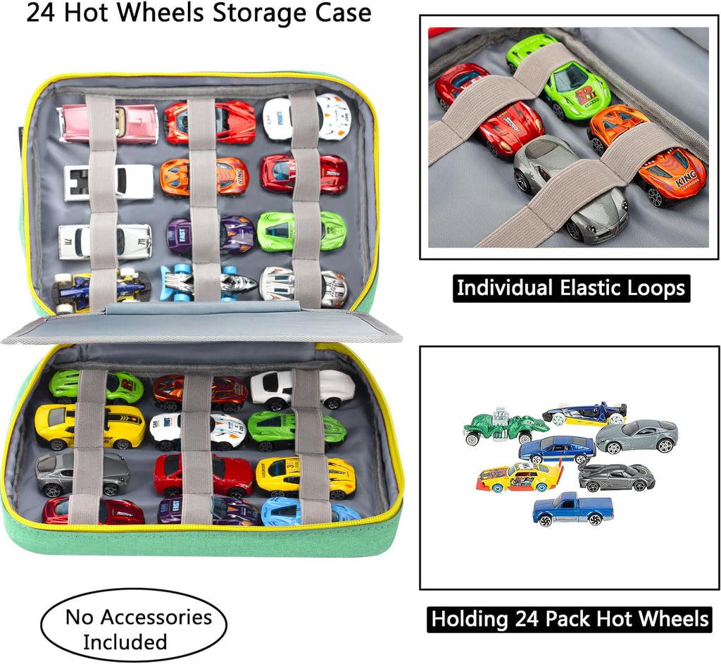KISLANE Toy Car Storage Case, Diecast Display Case 24 Slots (Green)