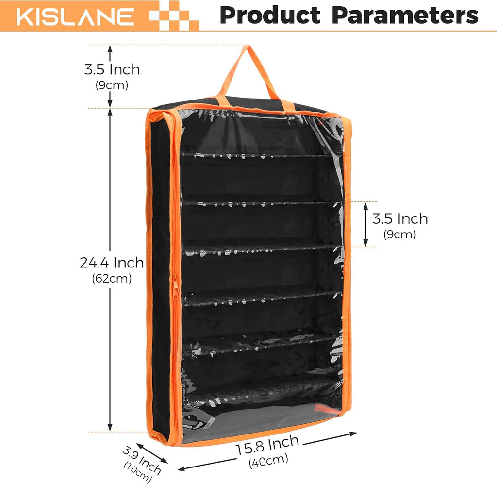 KISLANE Monster Truck Storage Organizer, Hanging Monster Truck Display Case with 7 Removable Tiers, Dual Zipper Clear Wi