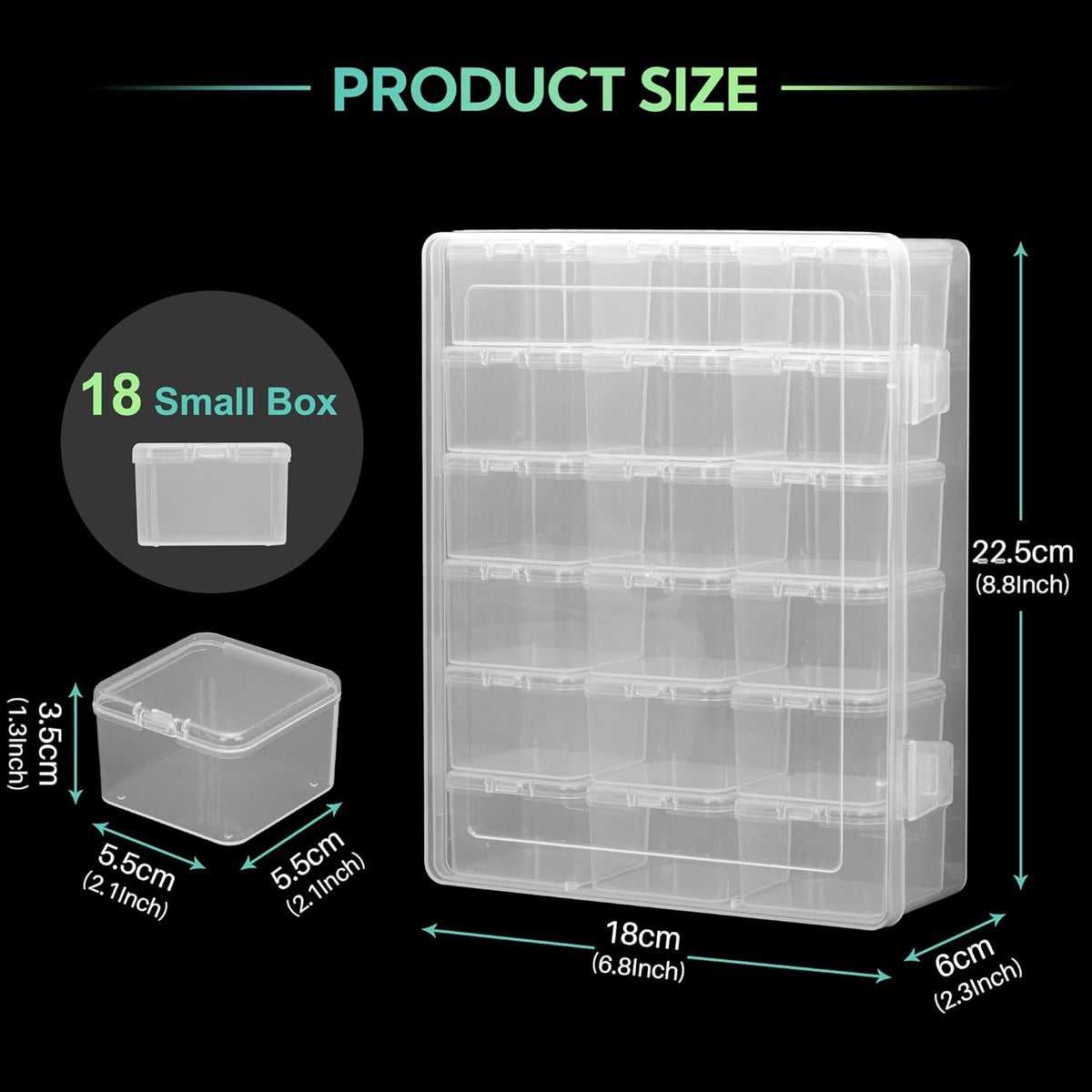 KISLANE Plastic Storage for 210 Dice, Dice Display Case With 18 Boxes Each Holding up to 12 Dices, Dice Case for DnD Dic