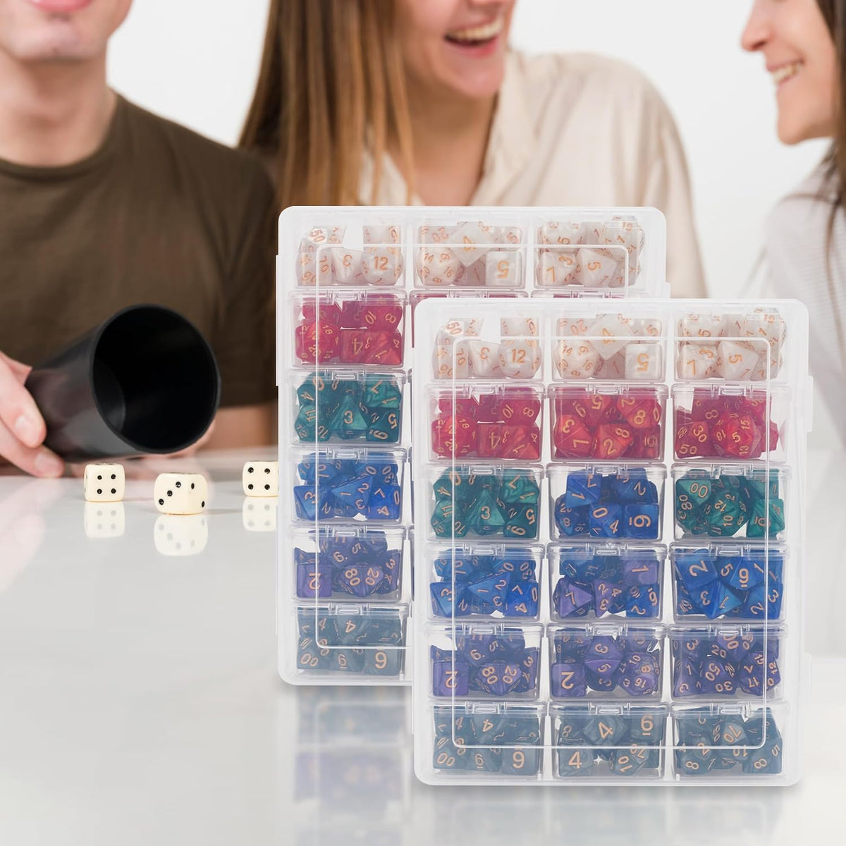 KISLANE Plastic Storage for 210 Dice, Dice Display Case With 18 Boxes Each Holding up to 12 Dices, Dice Case for DnD Dic
