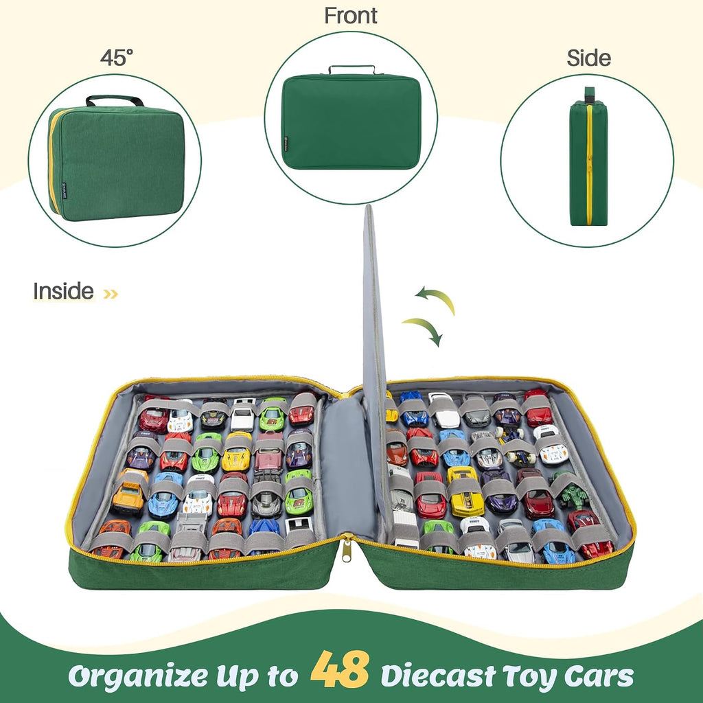 KISLANE Toy Car Storage Case, Diecast Display Case 48 Slots (Green)