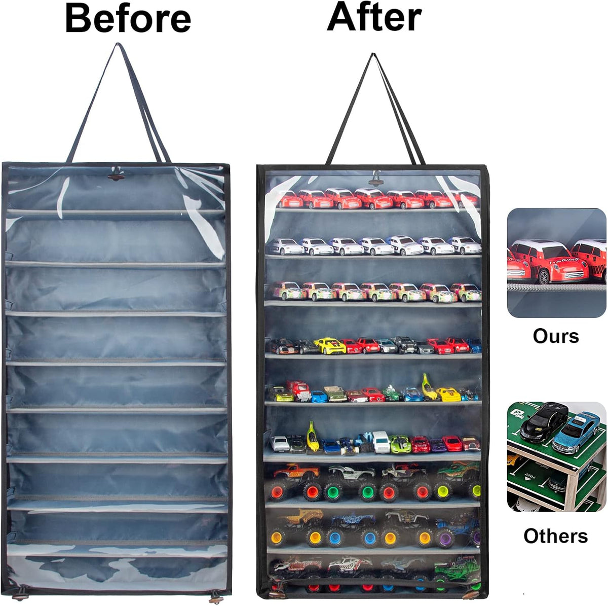 KISLANE Hanging Toy Car Display Case for 1:64 Cars & Monster Trucks