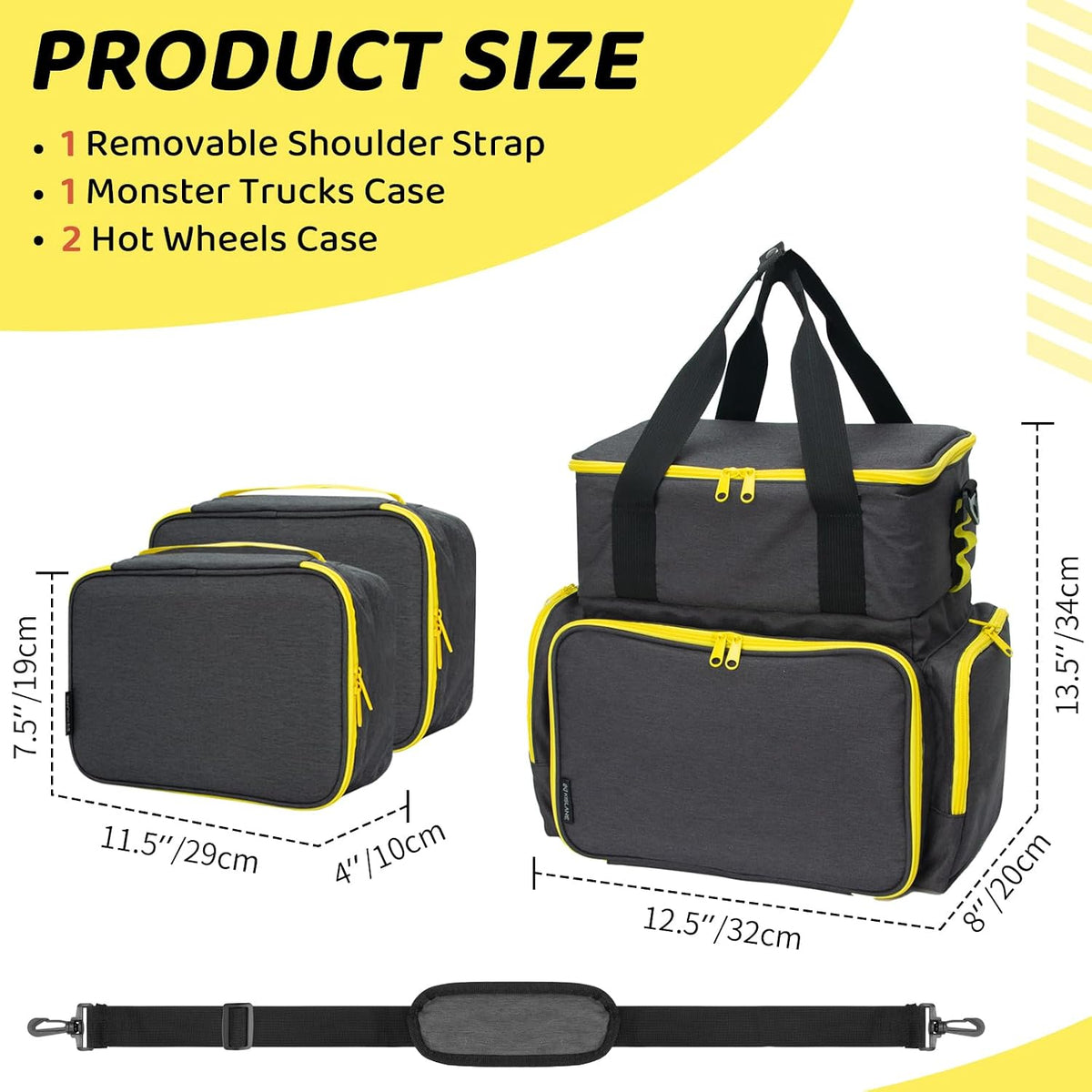 KISLANE Tote Toy Cars Storage Bag with Inner Pouches – Holds 96 Cars and 24 Monster Trucks, Toy Cars Organizer Storage f