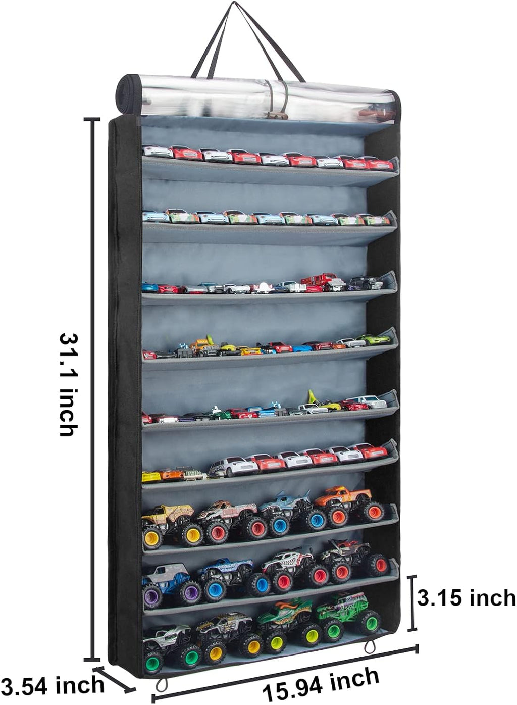 KISLANE Hanging Toy Car Display Case for 1:64 Cars & Monster Trucks