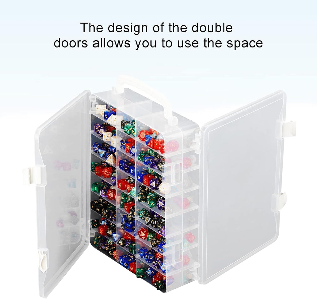 KISLANE Dice Storage Case for DnD Dice with Removable Dividers Holding up to 830 Dices, Dice Case for DnD Dice with Hand