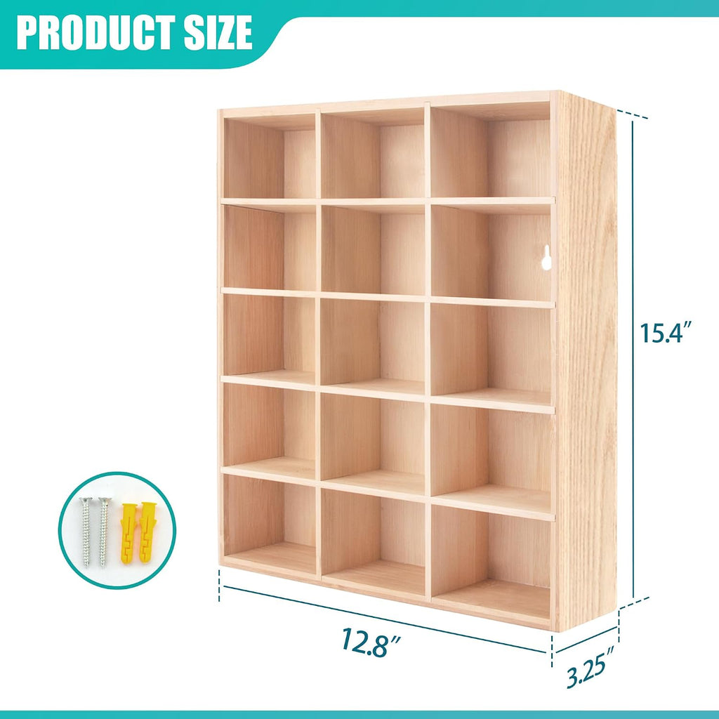 KISLANE Monster Trucks Storage Shelf, Wall Mount Storage Holds 15 (Wood)