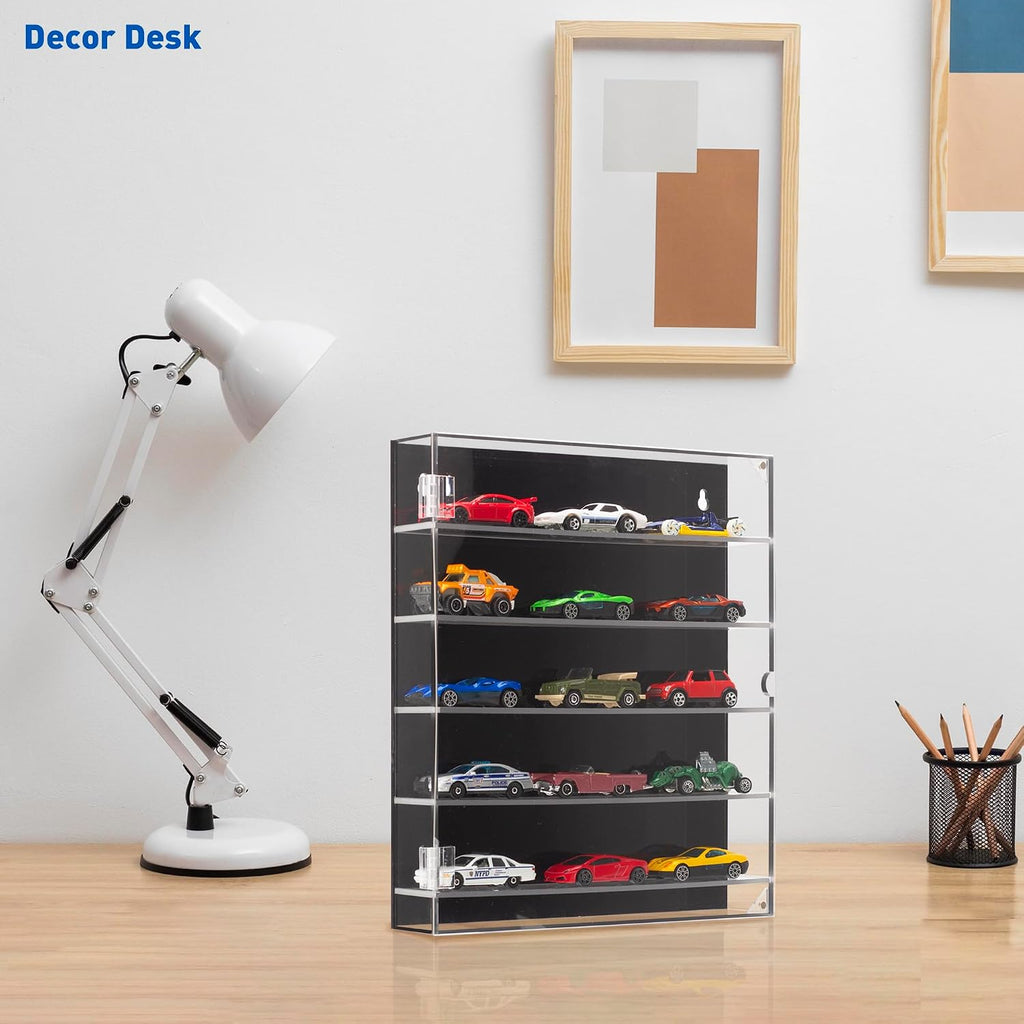 KISLANE 5-Tier Toy Car Display Case, Wall Mount Storage Holds 15 (Tiers)