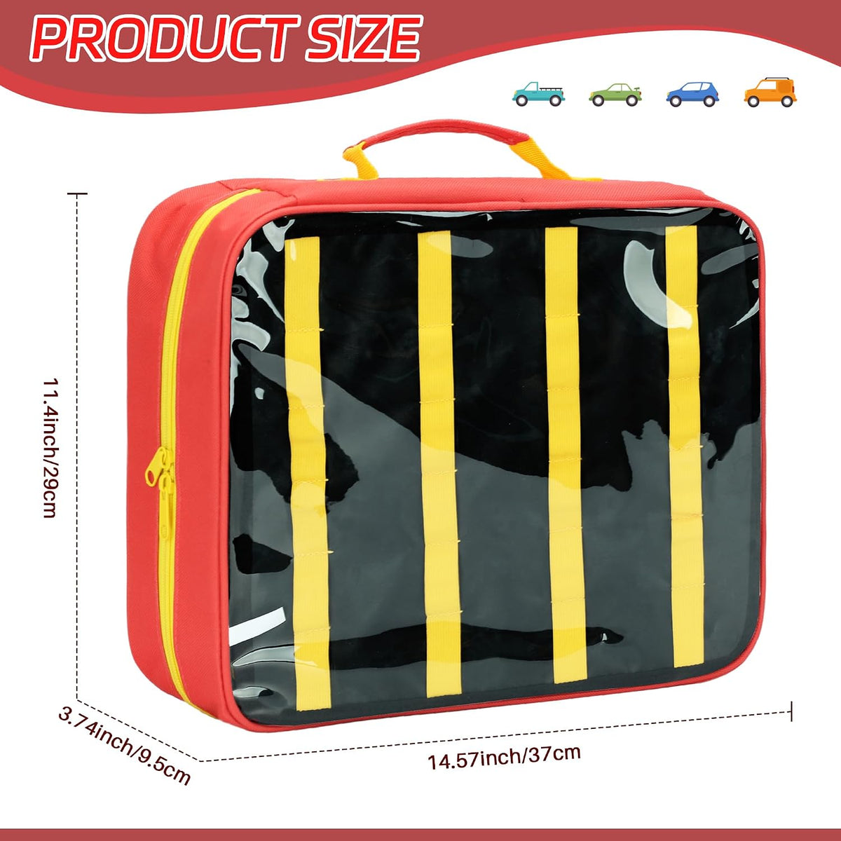Toy Car Storage Case, 96-Slot Diecast Organizer with PVC Pockets & Handle.