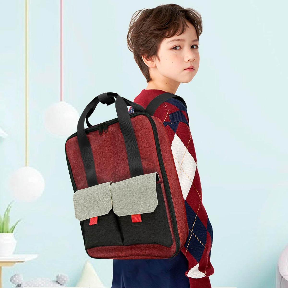 KISLANE Toy Car Storage Backpack, Diecast Organizer 108 Slots (Red)