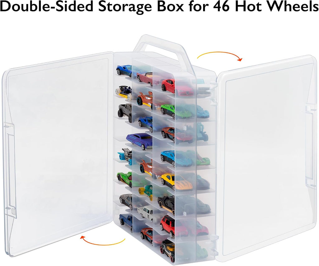 KISLANE Toy Car Storage Case, 48 Slots Double Sided Display Case (2 Pcs)