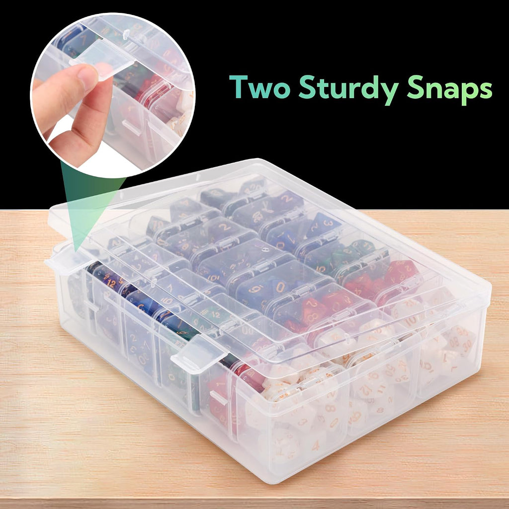 KISLANE Plastic Storage for 210 Dice, Dice Display Case With 18 Boxes Each Holding up to 12 Dices, Dice Case for DnD Dic