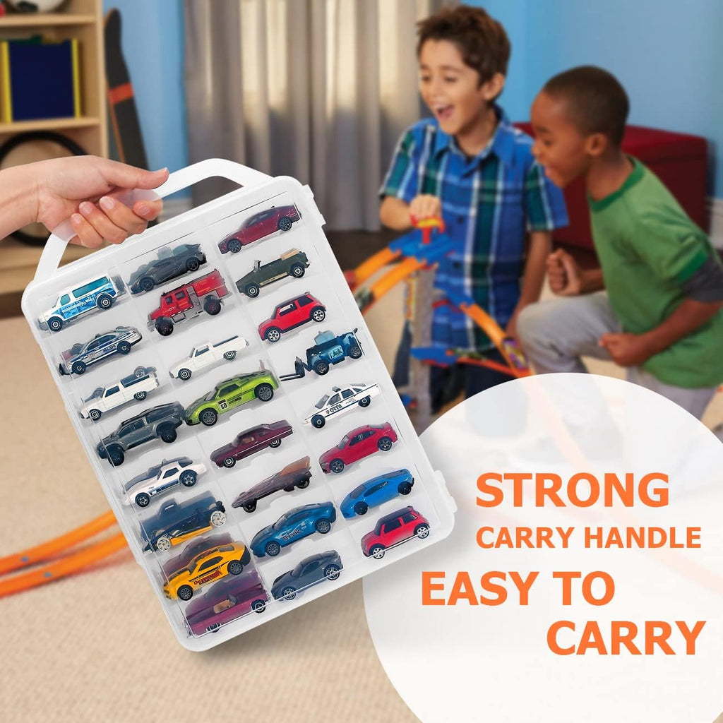 KISLANE Toy Car Storage Case, 48 Slots Double Sided Display Case, Clear