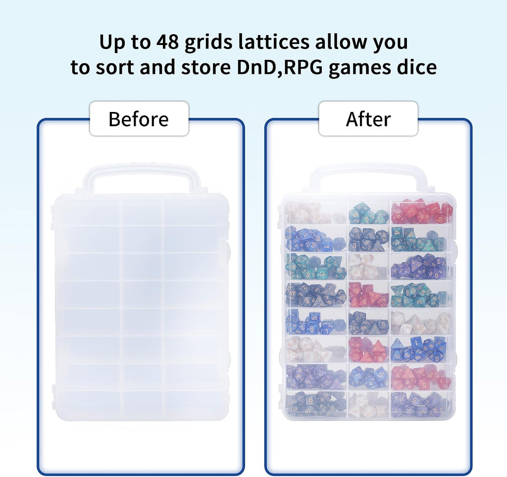 KISLANE Dice Storage Case for DnD Dice with Removable Dividers Holding up to 830 Dices, Dice Case for DnD Dice with Hand