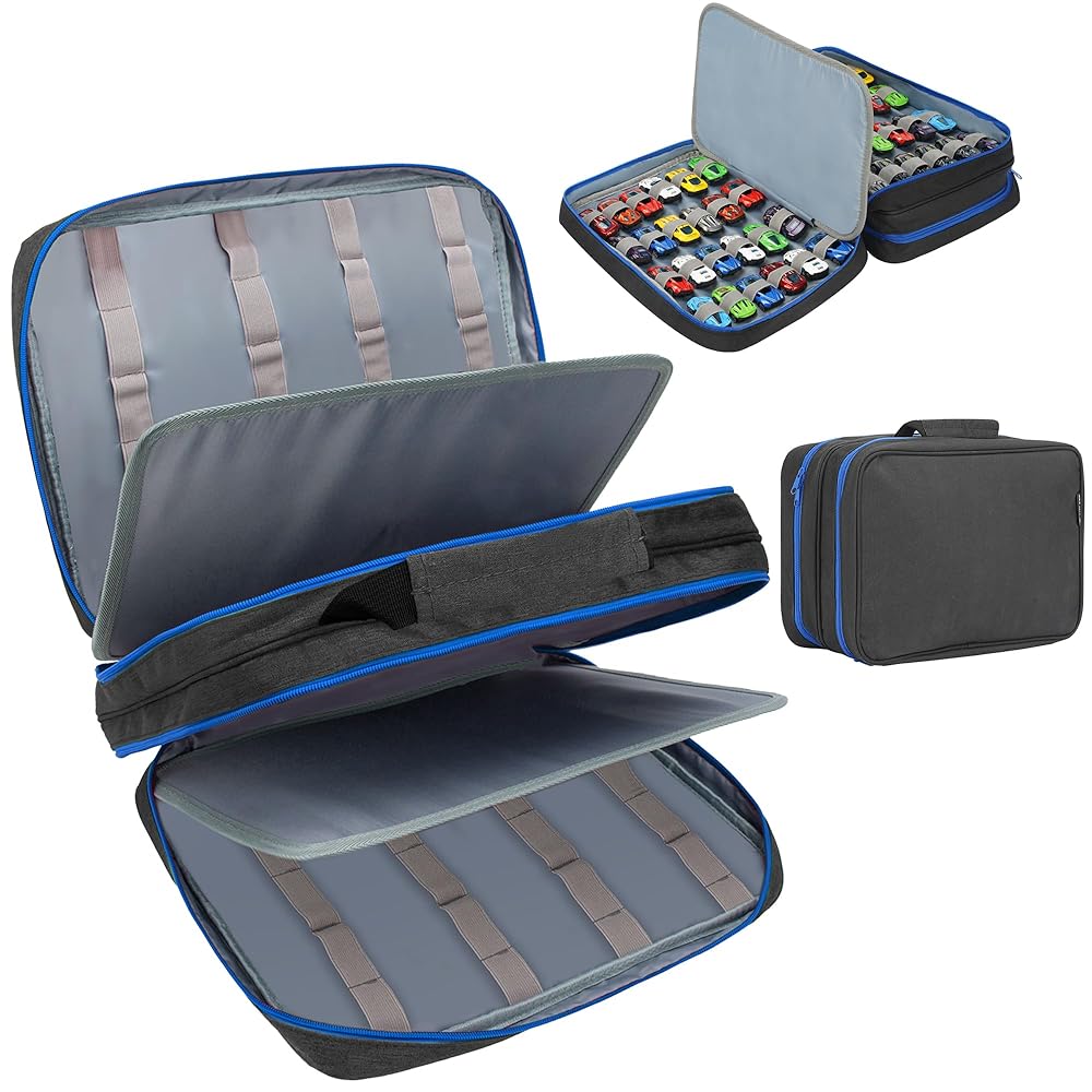 KISLANE Toy Car Storage Case, Diecast Display Case 96 Slots (Black)