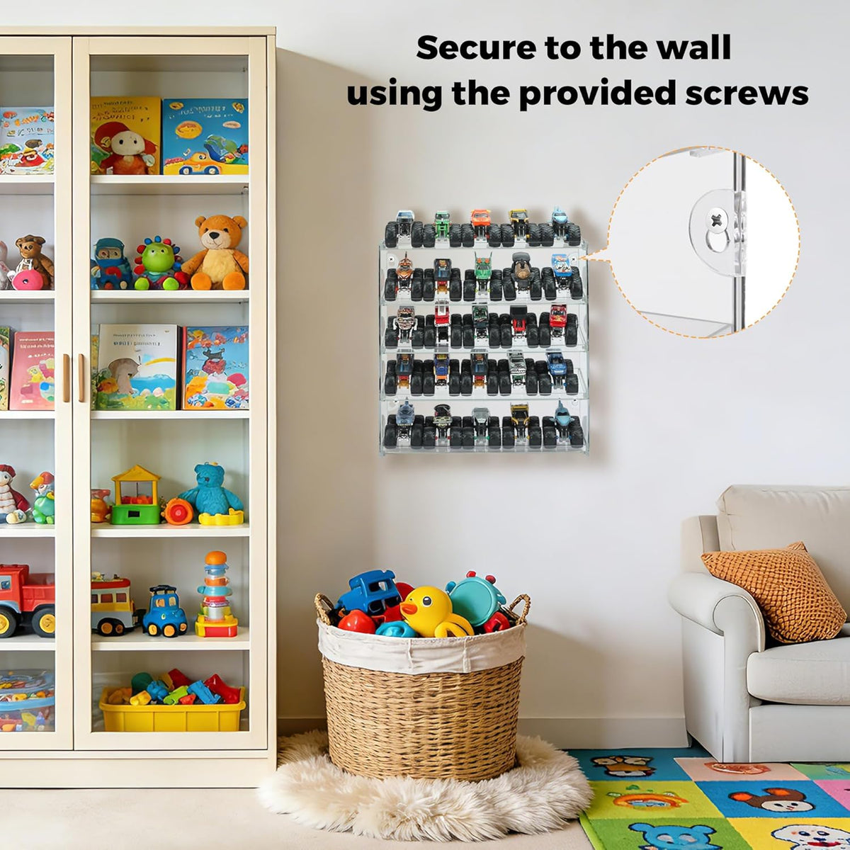 KISLANE 5-Tier Monster Truck Display Case, Toy Car Storage, Holds 25