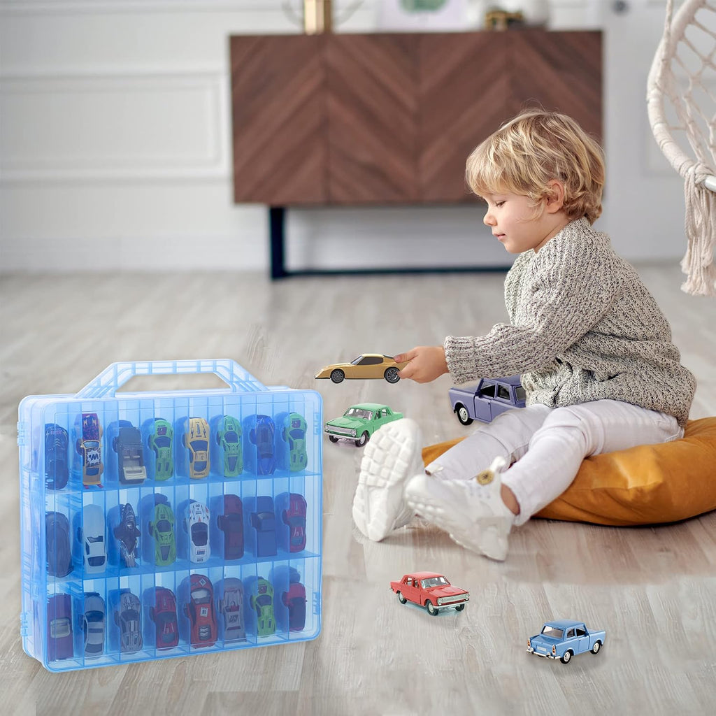 KISLANE Toy Car Storage Case, Diecast Display Case 48 Slots (Blue)