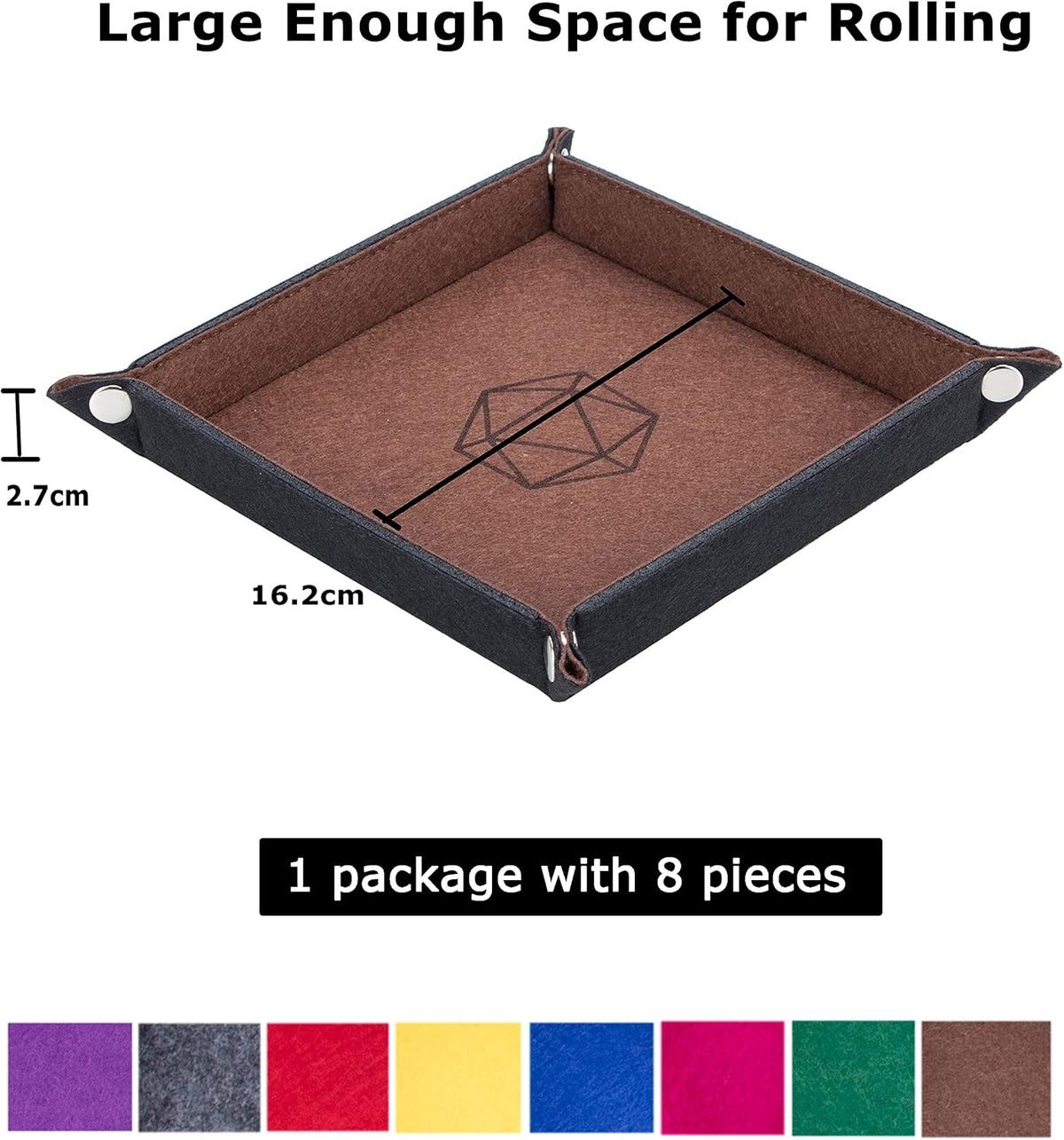 KISLANE Folding Square Dice Tray, Felt Dice Holder for DND, RPG, MTG and Other Board Games (Violet, Coffee, Green, Red, 