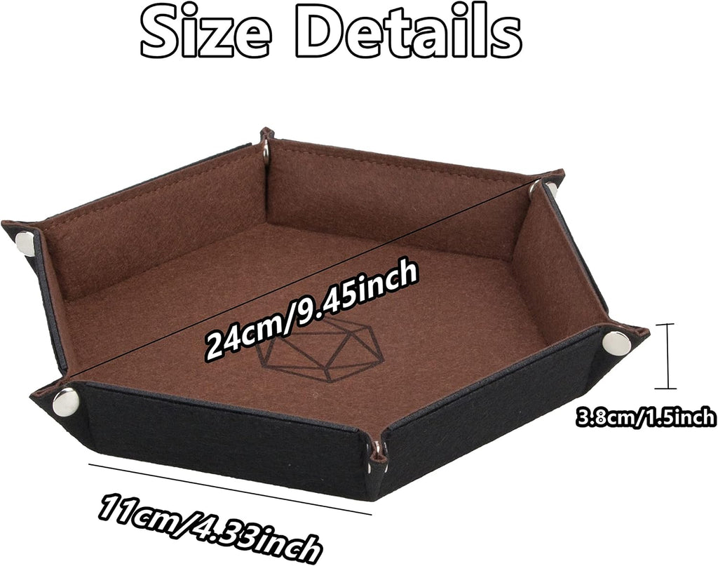 KISLANE 8-Pack Felt Dice Trays for DND, RPG, MTG, Folding Design (Hexagon)