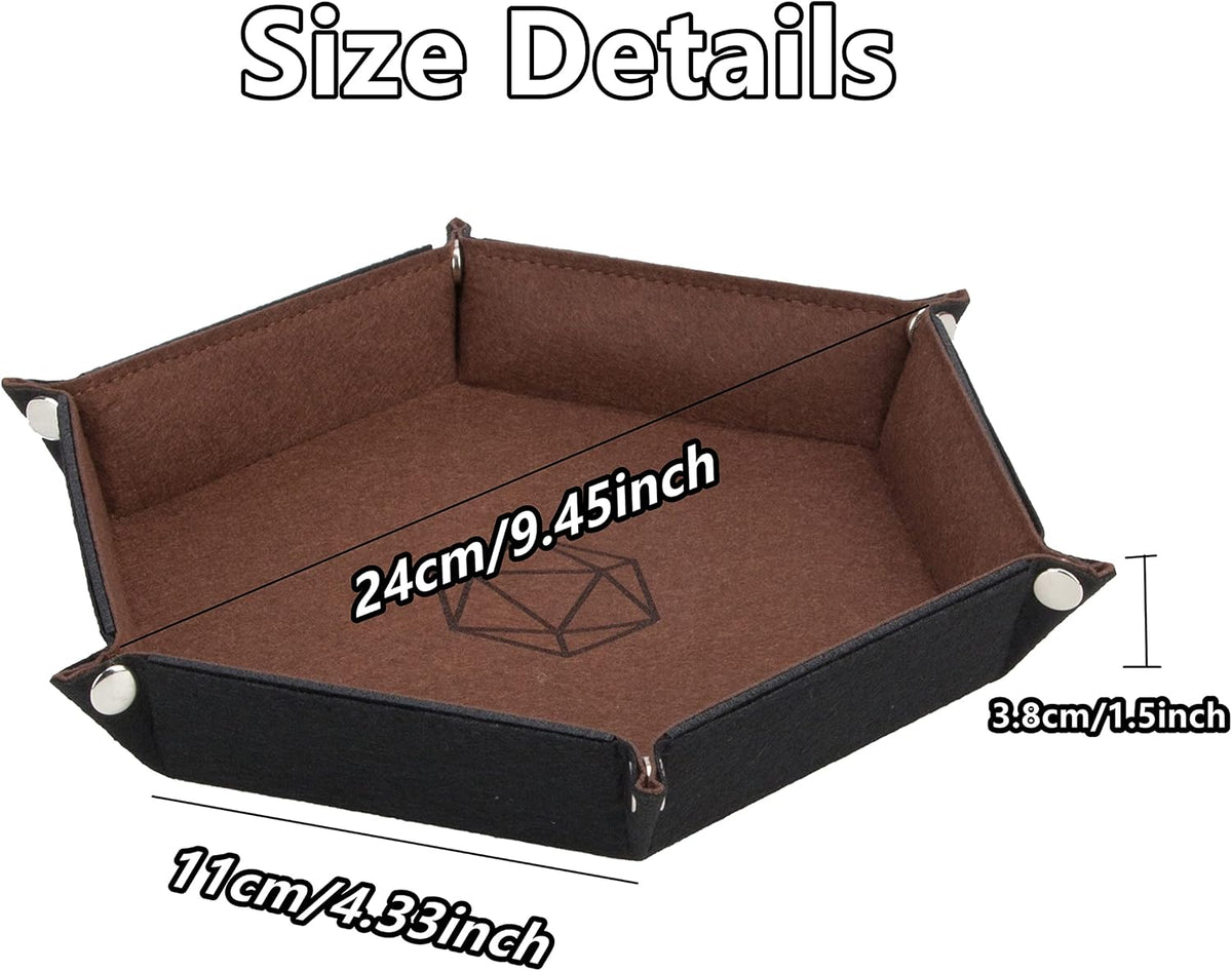 KISLANE 8-Pack Felt Dice Trays for DND, RPG, MTG, Folding Design (Hexagon)