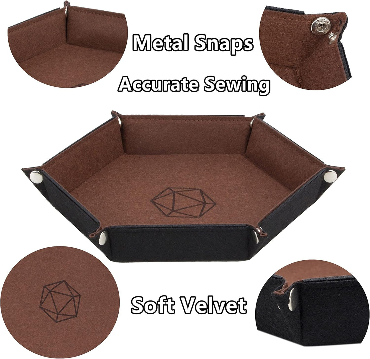 KISLANE 8-Pack Felt Dice Trays for DND, RPG, MTG, Folding Design (Hexagon)