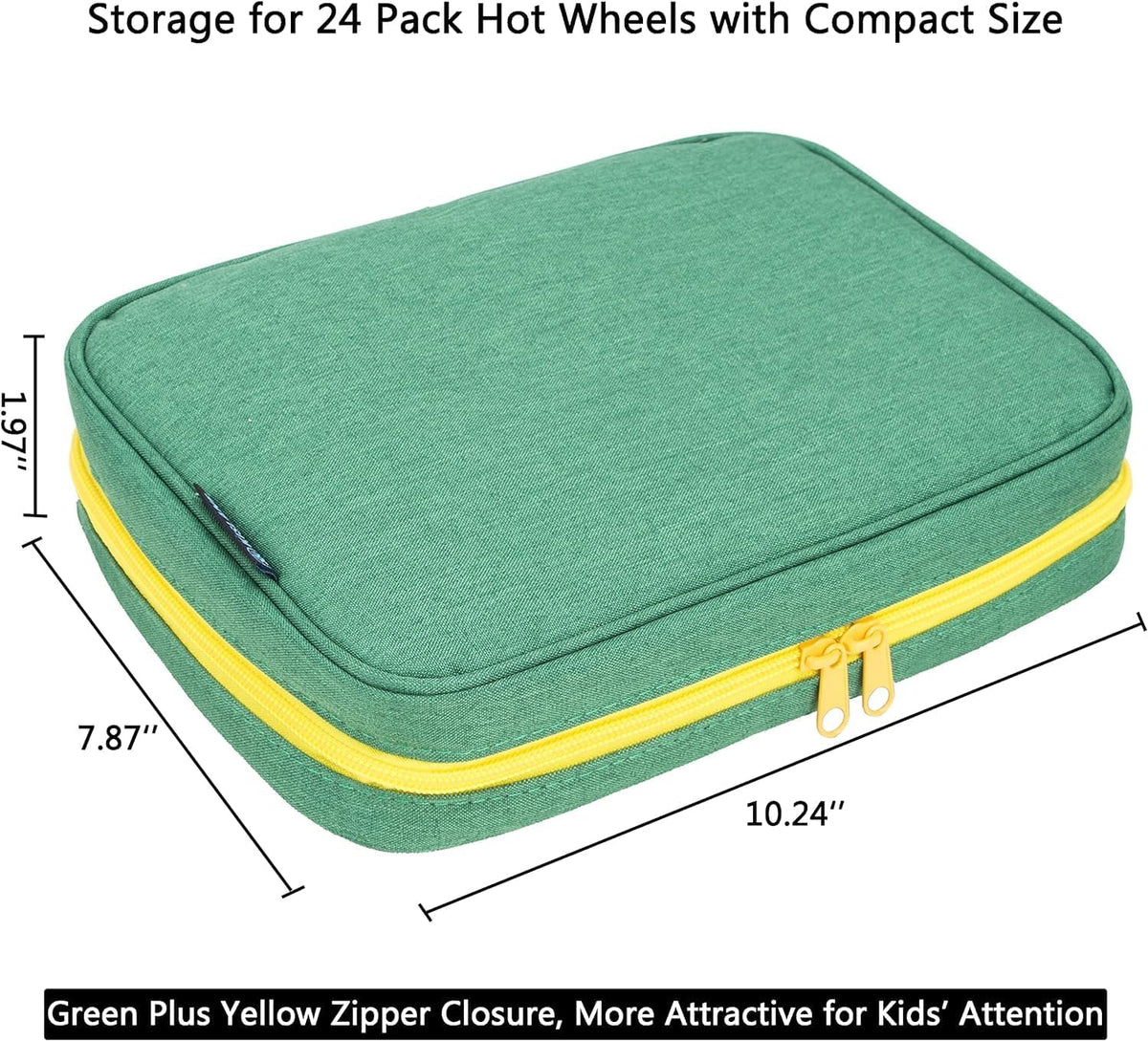 KISLANE Toy Car Storage Case, Diecast Display Case 24 Slots (Green)