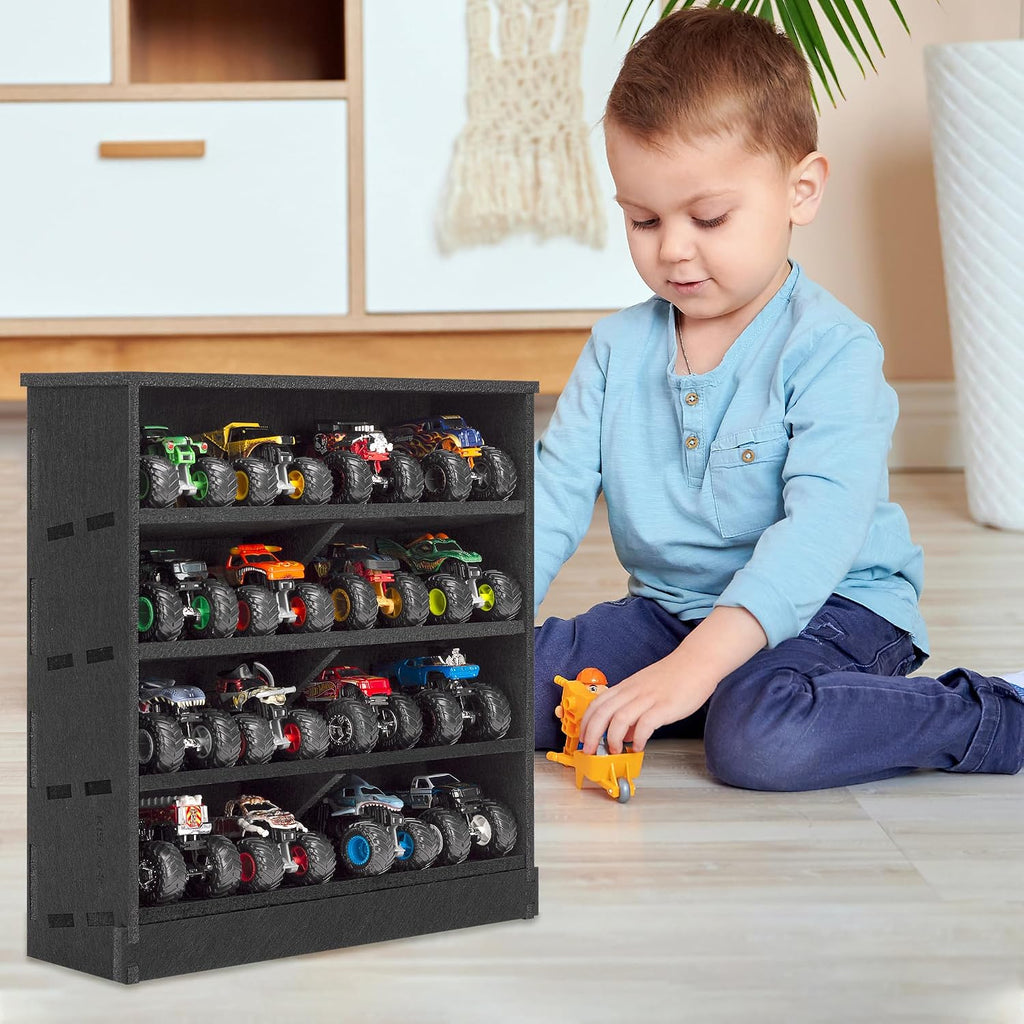 KISLANE Monster Truck Storage Rack, Wall Mount Toy Car Display Holds 16