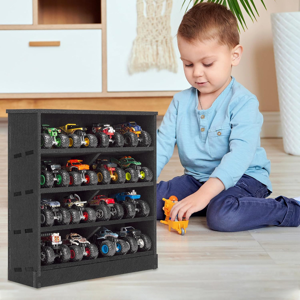 KISLANE Monster Truck Storage Rack, Wall Mount Toy Car Display Holds 16