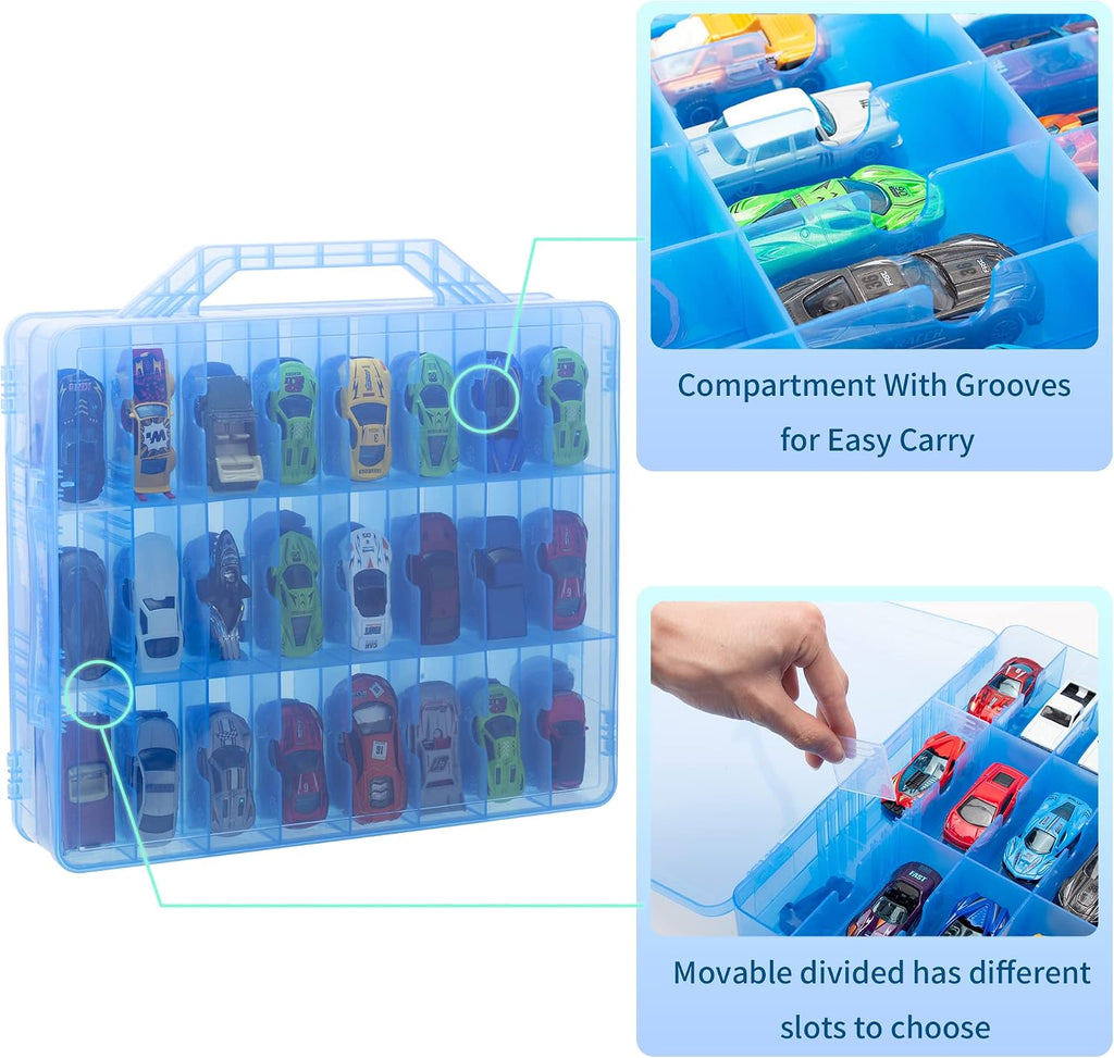 KISLANE Toy Car Storage Case, Diecast Display Case 48 Slots (Blue)