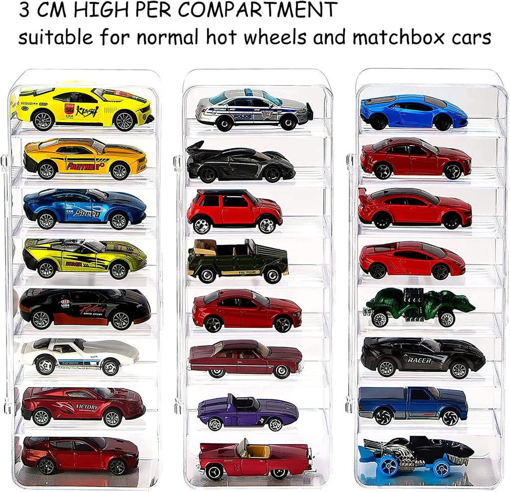 KISLANE Acrylic Toy Car Display Case, 24 Slots for 1:64 Cars (Clear)
