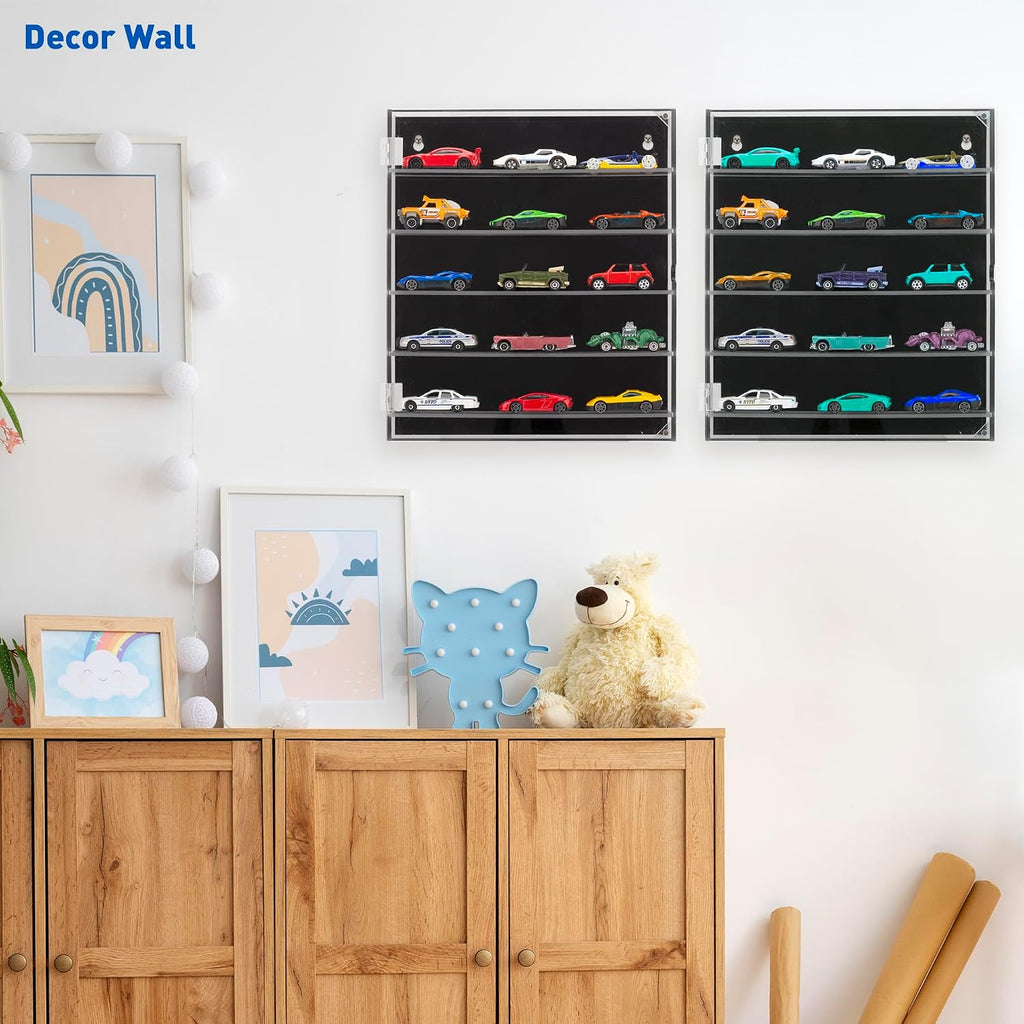 KISLANE 5-Tier Toy Car Display Case, Wall Mount Storage Holds 15 (Tiers)