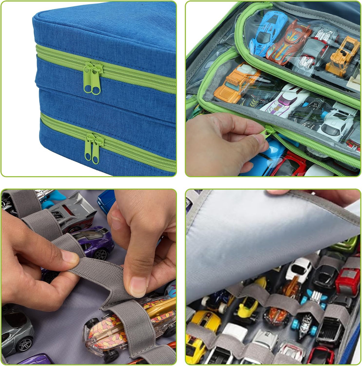 KISLANE Toy Car Storage Case, Diecast Display Case 105 Slots (Blue)