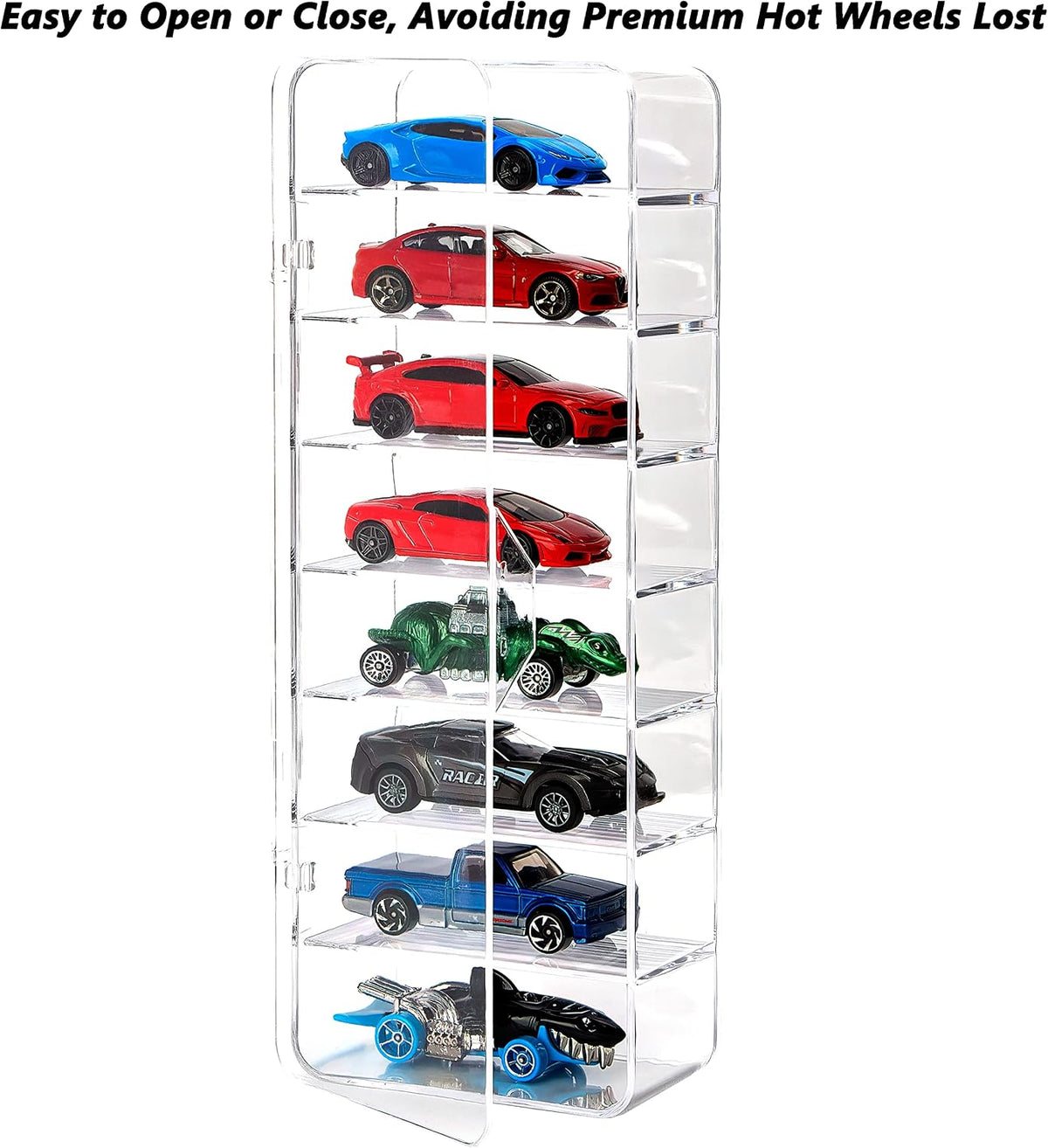 KISLANE Acrylic Toy Car Display Case, 24 Slots for 1:64 Cars (Clear)