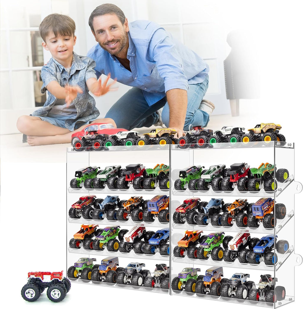 Assembly Monster Trucks Display Case Holding for 20 Monster Trucks Acrylic Storage Case 5 Tiers Monster Trucks Organizer