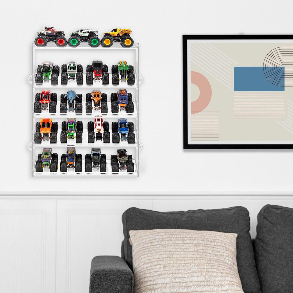 KISLANE 5-Tier Toy Car Display Case, Wall Mount Storage Holds 20