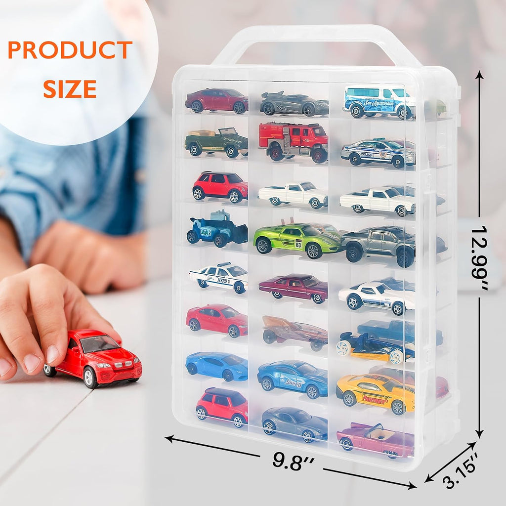 KISLANE Toy Car Storage Case, 48 Slots Double Sided Display Case (2 Pcs)