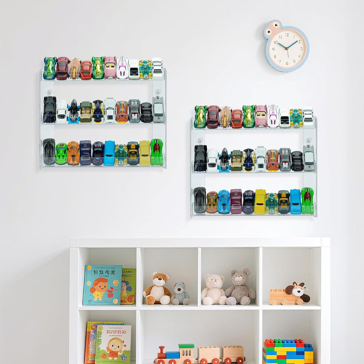 KISLANE 3-Tier Toy Car Display Case, Wall Mount Storage Holds 30 (2 Pack)
