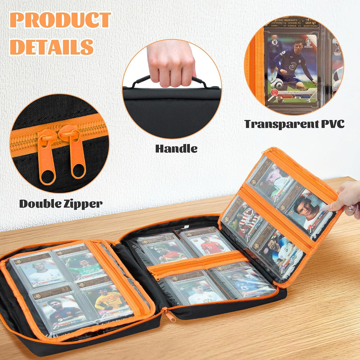 KISLANE Graded Card Storage Case, 14 Pockets for PSA BGS Cards (Black)
